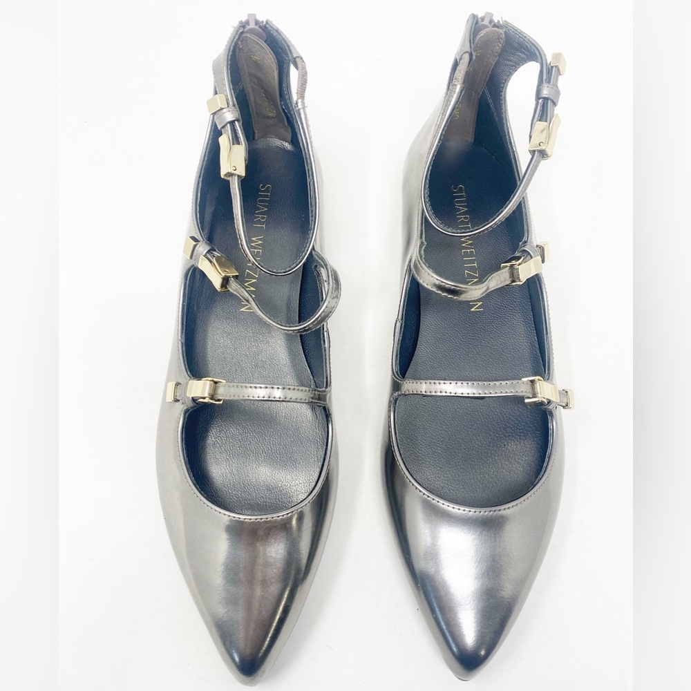 NWT Stuart Weitzman Shoes Flippy Galvan Metal Mirror Size 6